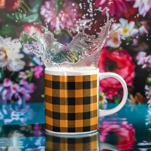 Caneca De Café Xadrez Búfalo Laranja e Preto