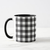 Caneca de Café Xadrez Búfalo Preto e Branco