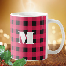 Xadrez Búfalo Vermelho Preto Monograma Natal
