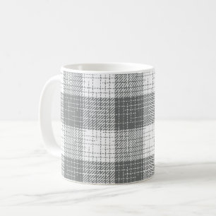 Caneca De Café Xadrez cinza e branco com trama cruzada