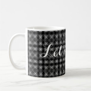 Caneca De Café Xadrez cinza e preto rústico - neve