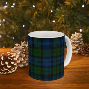 Caneca De Café Xadrez Clã Campbell Militar Tartan Negro Verde