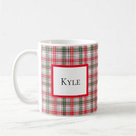 Caneca De Café Xadrez Clássico de Inverno Tartan Nome Personaliza
