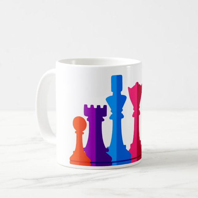 Caneca De Café Xadrez Clássico de Mug (Frente Esquerda)