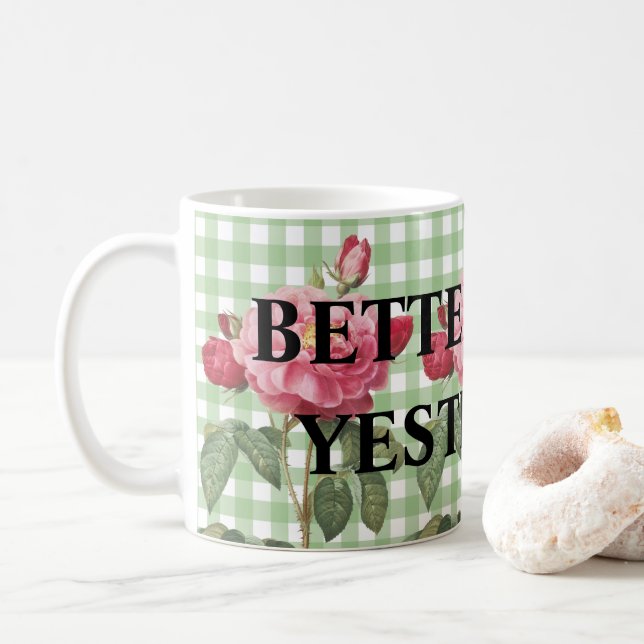 Caneca De Café Xadrez clássico personalizado em verde estilo coun (Com Donut)
