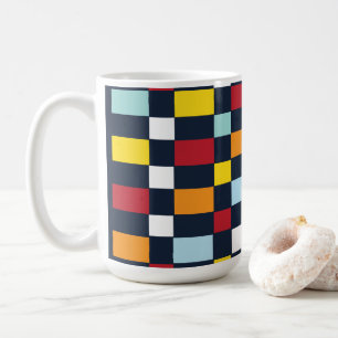 Caneca De Café Xadrez Colorido 