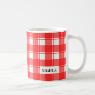 Caneca De Café Xadrez com distribuição de vermelho e branco