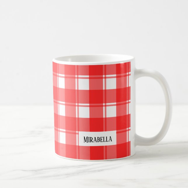 Caneca De Café Xadrez com distribuição de vermelho e branco (Direita)