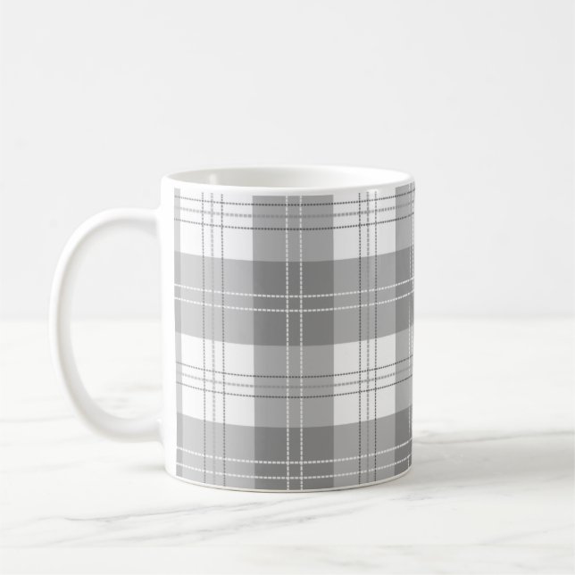 Caneca De Café Xadrez de Búfalo Preto e Branco (Esquerda)