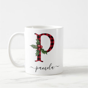 Caneca De Café Xadrez de búfalos P Monograma Café de Natal