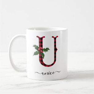 Caneca De Café Xadrez de búfalos U Monograma Café Mug