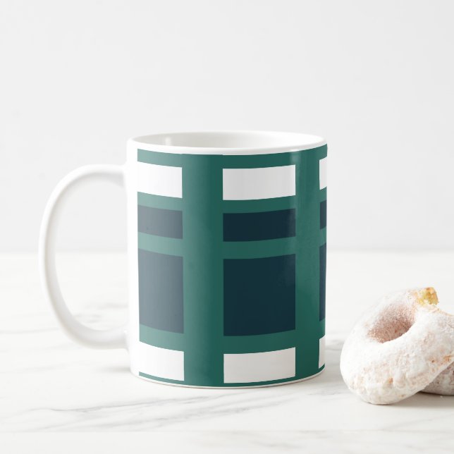 Caneca De Café Xadrez de Buffalo de Verificação Azul Branco Teal (Com Donut)