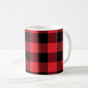 Caneca De Café Xadrez de Buffalo - Verificação de Preto Vermelho
