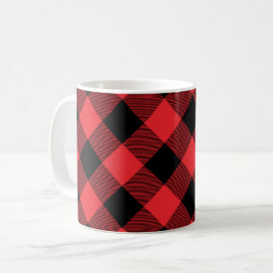 Caneca De Café Xadrez de Buffalo - Verificação de Preto Vermelho