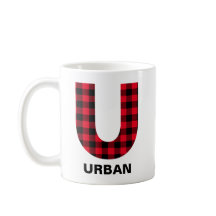 Xadrez de Buffalo Vermelho Negrito U Monograma Ini