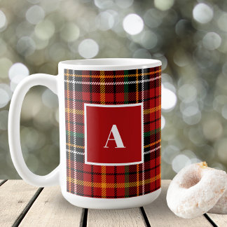 Caneca De Café Xadrez de Natal Clássica Vermelha Negra Monograma