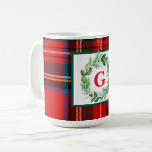 Caneca De Café Xadrez de Natal do Stewart MONOGRAM