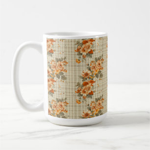 Caneca De Café Xadrez DE PEÇAS COM FLORES DE QUEDA LARANJA E AMAR