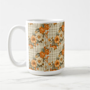 Caneca De Café Xadrez DE PEÇAS COM FLORES DE QUEDA LARANJA E AMAR