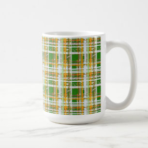 Caneca De Café Xadrez de queda de MVB Verde/Laranja/Design amarel