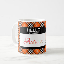Caneca De Café Xadrez de queda Laranja Preto Branco Marca de Nome