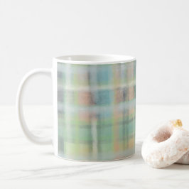 Caneca De Café Xadrez de Tartan cinza verde-ciano amarelo-pastel