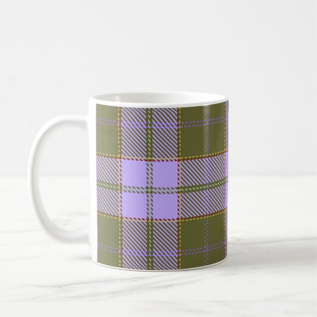 Caneca De Café Xadrez de Tartan verde e roxo - Scottish Seamless  (Esquerda)