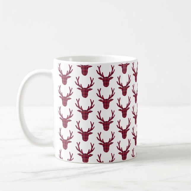 Caneca De Café Xadrez de Veado Vermelho Escuro Borgonha (Esquerda)