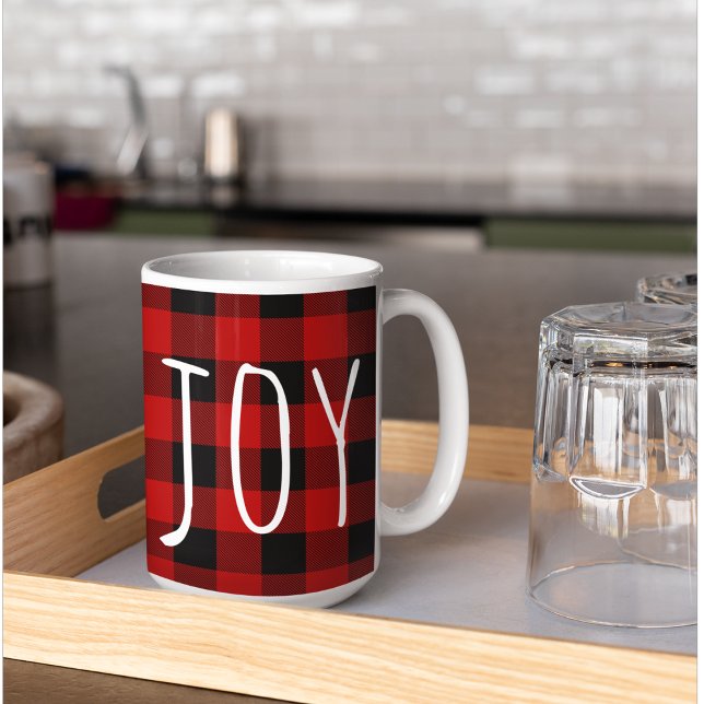 Caneca De Café Xadrez e Joy Red Buffalo | Férias felizes (Criador carregado)