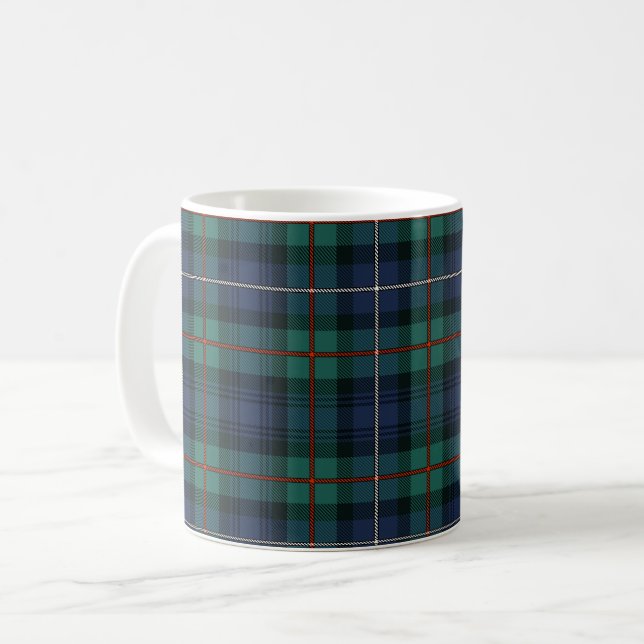 Caneca De Café Xadrez Elegante Rústico Robertson Tartan (Frente Esquerda)