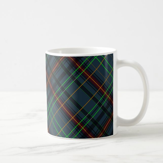 Caneca De Café Xadrez em azul, laranja, verde... (Direita)