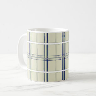 Caneca De Café Xadrez Escocês Azul e Bege Moderno