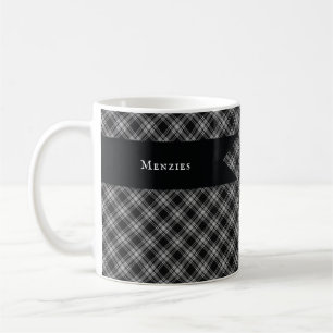 Caneca De Café Xadrez Escocês Preto e Branco Menzies