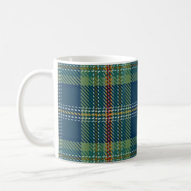 Caneca De Café Xadrez Escocês Tarta Azul e Verde (Esquerda)