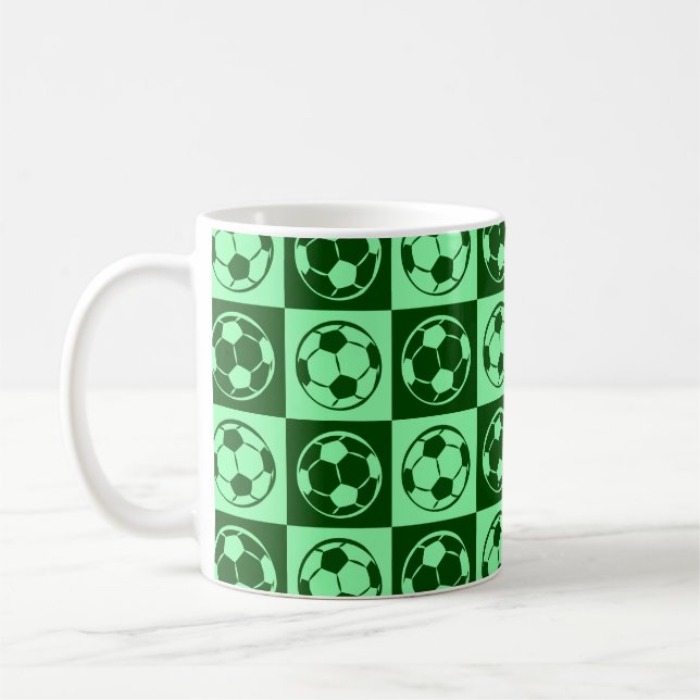 Caneca De Café Xadrez Futebol / Bola de Futebol - Verde  (Esquerda)
