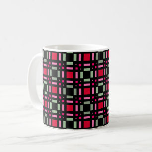 Caneca De Café Xadrez geométrica - faixas vermelhas vermelhas