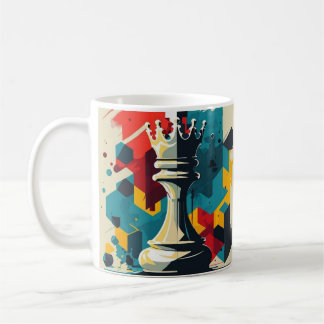 Caneca De Café Xadrez Geométrico King Coffee Mug - Negrito e Colo