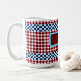 Caneca De Café Xadrez Gingham Personalizado