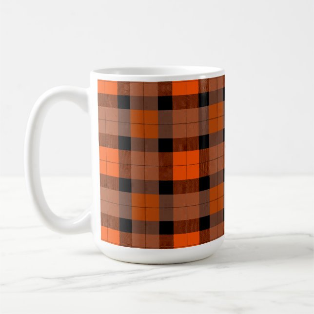 Caneca De Café Xadrez Laranja Negro de outono (Esquerda)