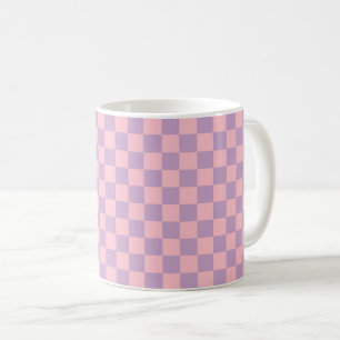 Caneca De Café Xadrez Lilás e Rosa