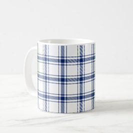 Caneca De Café Xadrez Marinho Azul e Branco
