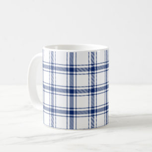 Caneca De Café Xadrez Marinho Azul e Branco