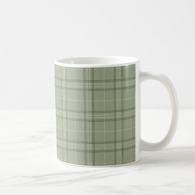 Caneca De Café Xadrez Pine Deer - tartan verde-sage. (Direita)
