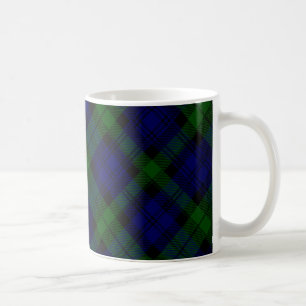 Caneca De Café Xadrez preta do verde azul do tartan do clã do