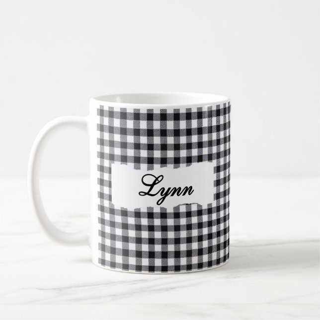 Caneca De Café Xadrez Preto Clássico com Nome Personalizado  (Esquerda)