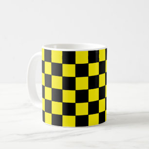 Caneca De Café Xadrez Preto e Amarelo