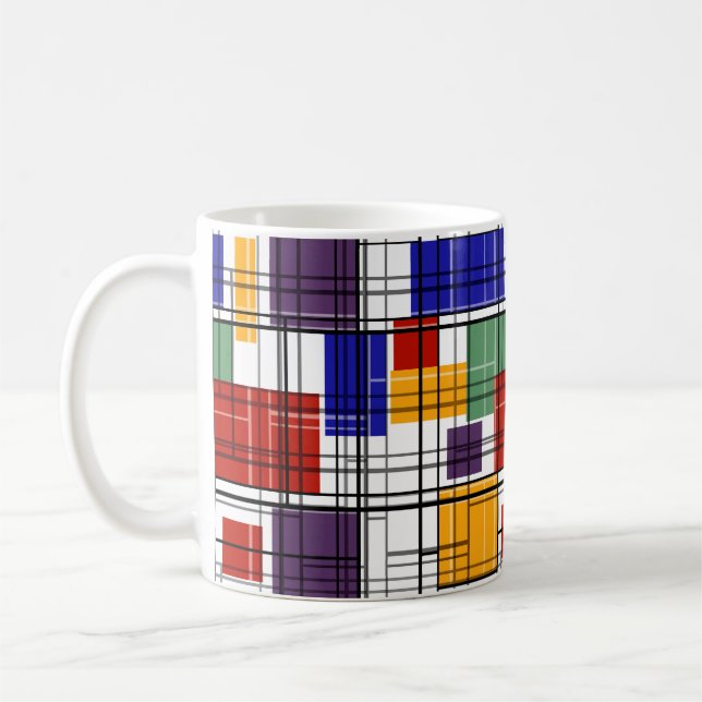 Caneca De Café Xadrez quadriculado sem costura geométrico quadrad (Esquerda)