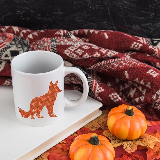 Caneca De Café Xadrez Raposa (orange plaid fox
)