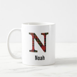 Caneca De Café Xadrez Red Stewart Monograma N Mug