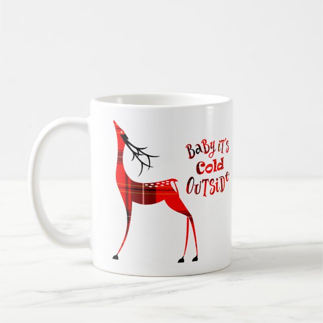 Caneca De Café Xadrez Reindeer Bebê Frio Fora (Esquerda)